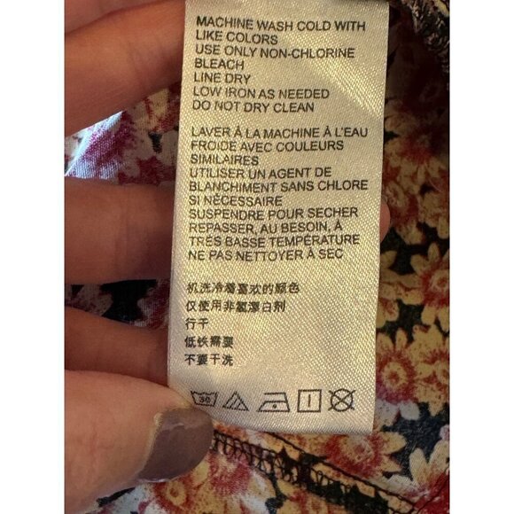 Free People Dress Women XS Red Black Floral Print Corset Lace‎ Up Mini Boho - Picture 12 of 13